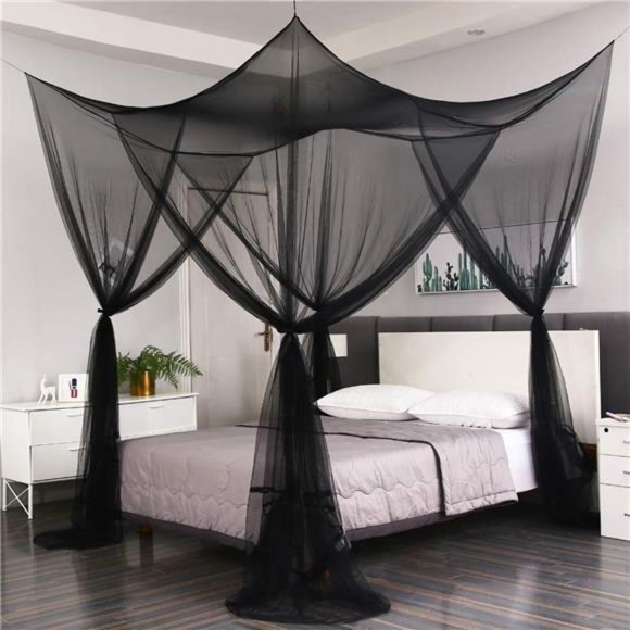 Bed Canopy,Canopy Bed Curtains Drapes for Full Queen King Size Bed,Mosquito Net - Picture 2 of 7